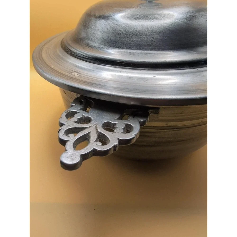Vintage  Lazar 2 piece Bun Warmer Aluminum Serving Double‎ handle